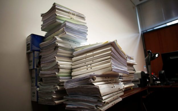Files are seen in Sintra courthouse in Sintra, Portugal